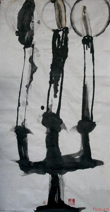 �}��һ힣��T�⣬70cm&times;140cm��ֽ��ˮī��2008��Ode To The Trinity Candle Light, 2008 ��ɽ�Ӿ��� www.fsvi.cn 